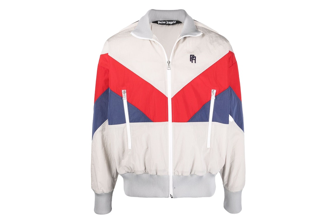 Pre-owned Palm Angels Colorblock Track Jacket Grey/black/red/blue
