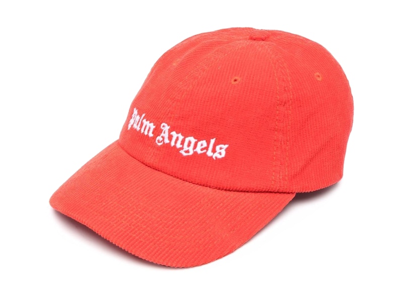 Palm Angels Corduroy Embroidered Logo Cap Red White