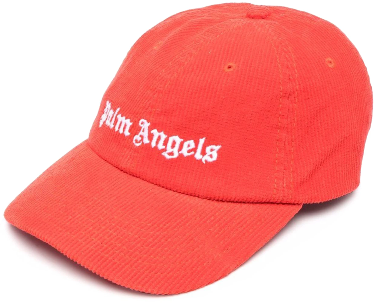 Palm Angels Corduroy Embroidered Logo Cap Red White Men's - FW21 - US