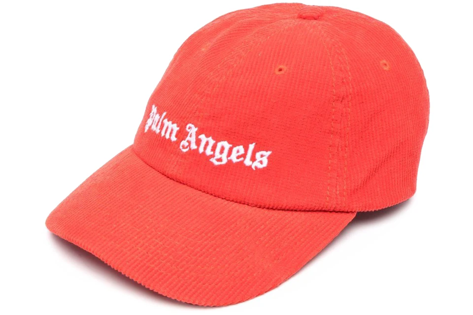 Palm Angels Corduroy Embroidered Logo Cap Red White