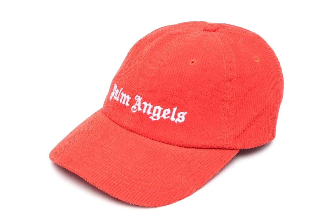 Pre-owned Palm Angels Corduroy Embroidered Logo Cap Red White