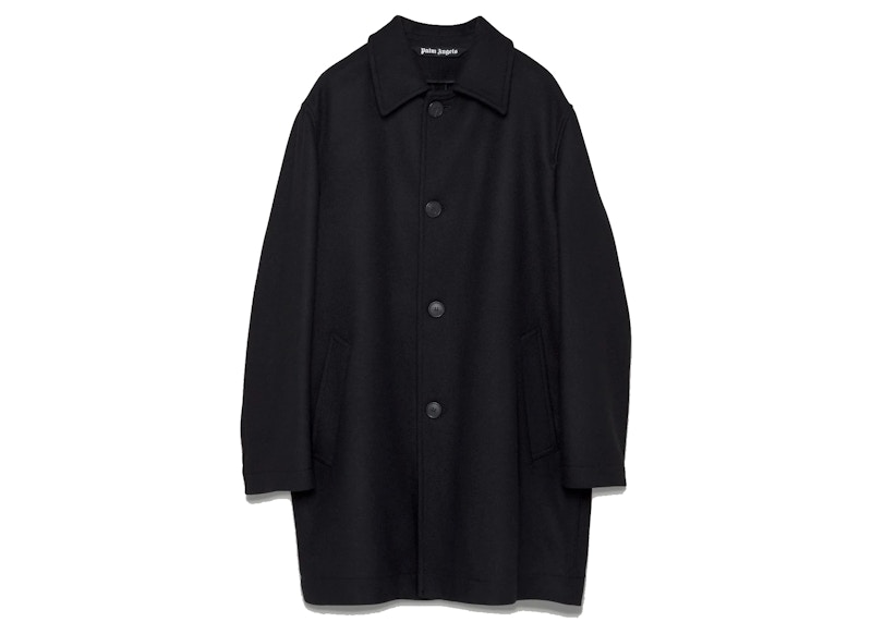 Palm Angels Curved Logo Coat Black