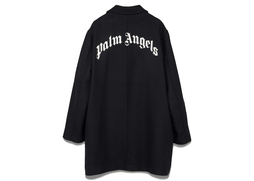 Pre-owned Palm Angels Curved Logo Coat Black