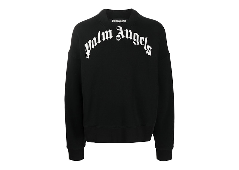 Palm Angels Curved Logo Crewneck Black - SS23 Men's - US