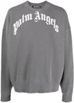 Palm Angels Curved Logo Sweatpants Grey/Black Men's - SS22 - GB