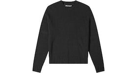 Palm Angels Curved Logo Knitted Crewneck Black/White
