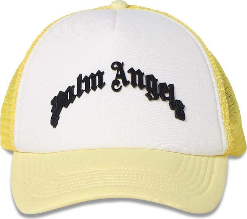 Pre-owned Palm Angels Curved Logo Mesh Cap Yellow/black