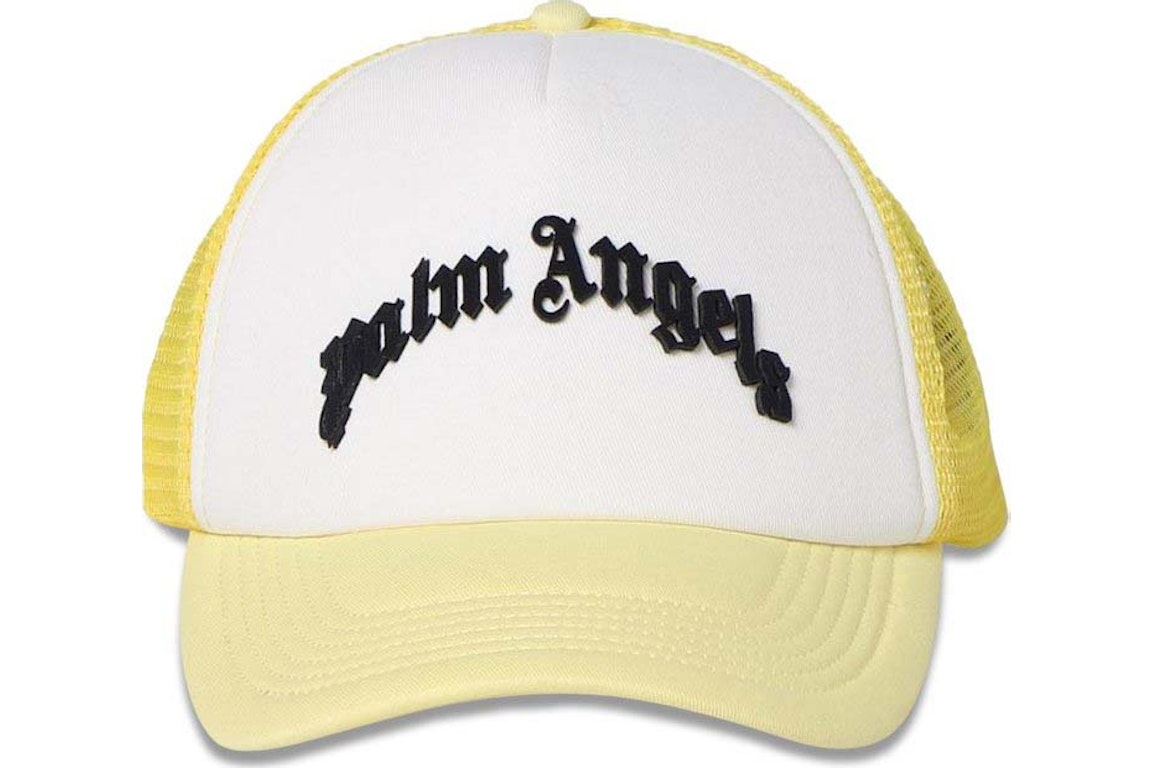 Pre-owned Palm Angels Curved Logo Mesh Cap Yellow/black