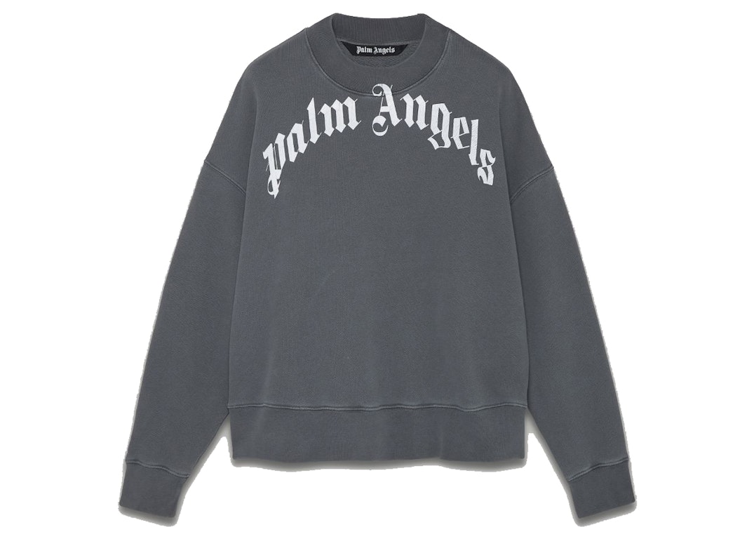 Pre-owned Palm Angels Curved Logo Sweatshirt Black/white