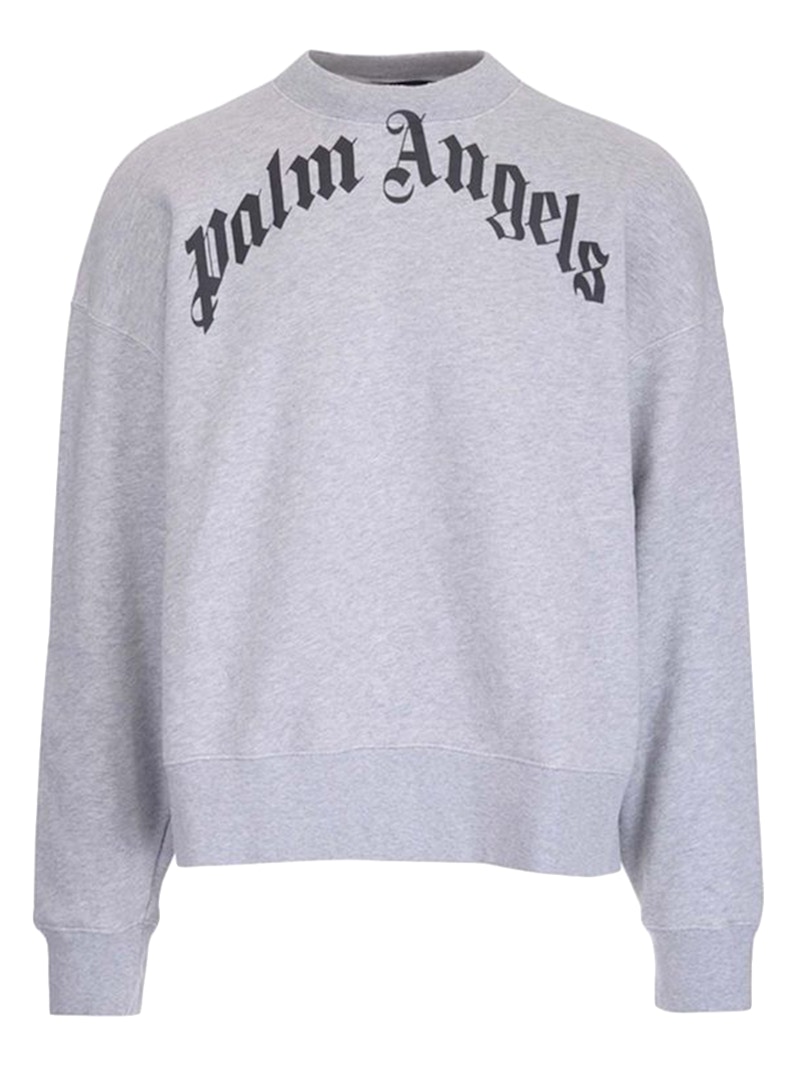 Palm Angels Curved Logo Sweatshirt Grey/Black Men's - SS22 - US