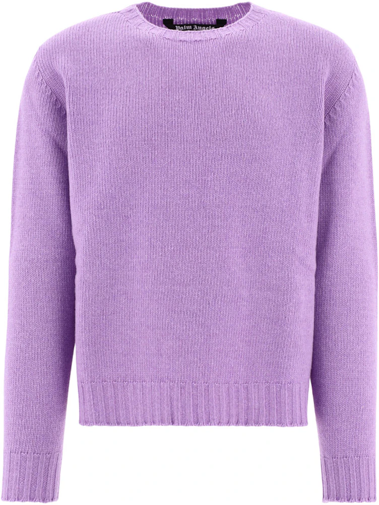 Palm Angels Curved Logo Wool Sweater Purple Men's - SS23 - US