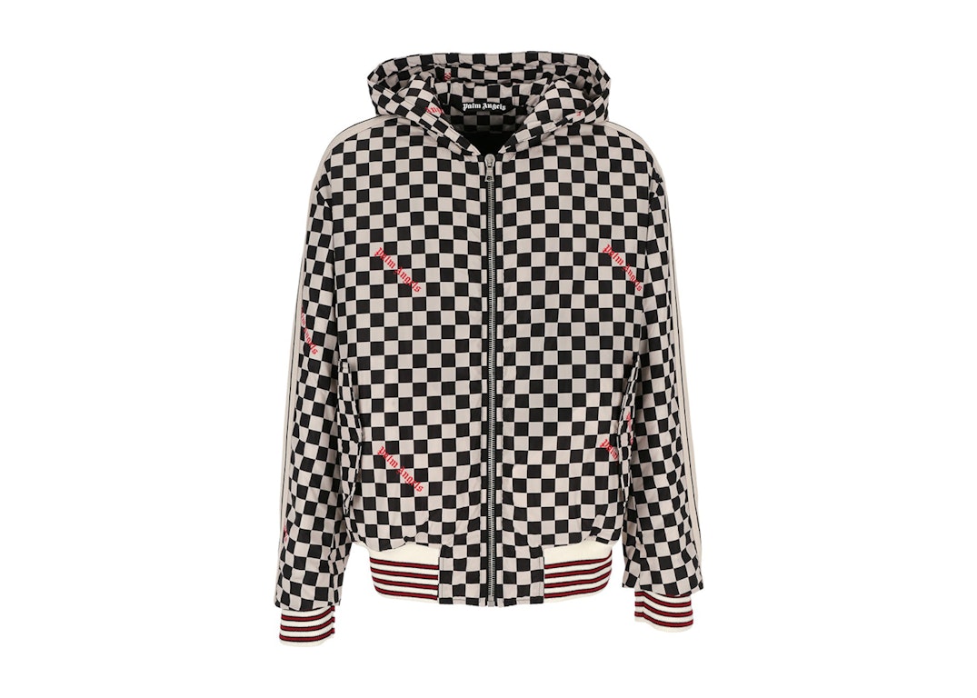 Pre-owned Palm Angels Damier Puffed Hooded Jacket Black/red