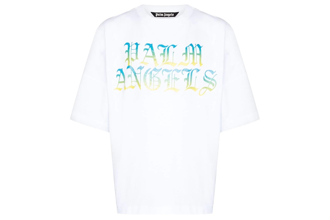 Pre-owned Palm Angels Degradé Logo Print Cotton T-shirt White
