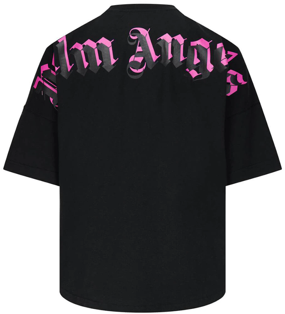 palm angels t shirt black and pink