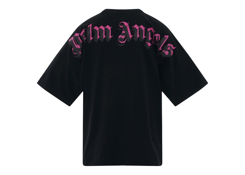 Palm Angels Doubled Logo Over Tee Black/Fuschia Men's - SS23 - US