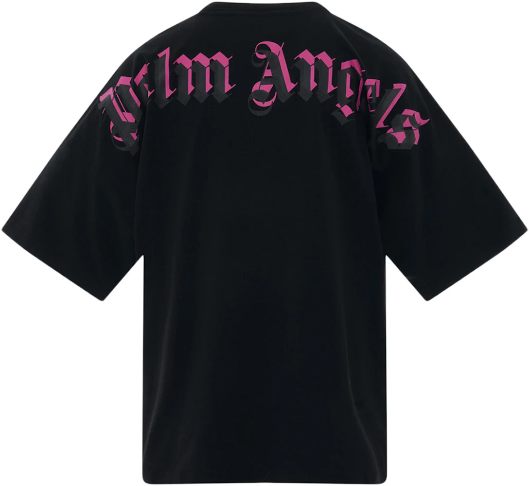 Palm Angels Doubled Logo Over Tee Black/Fuschia Men's - SS23 - US