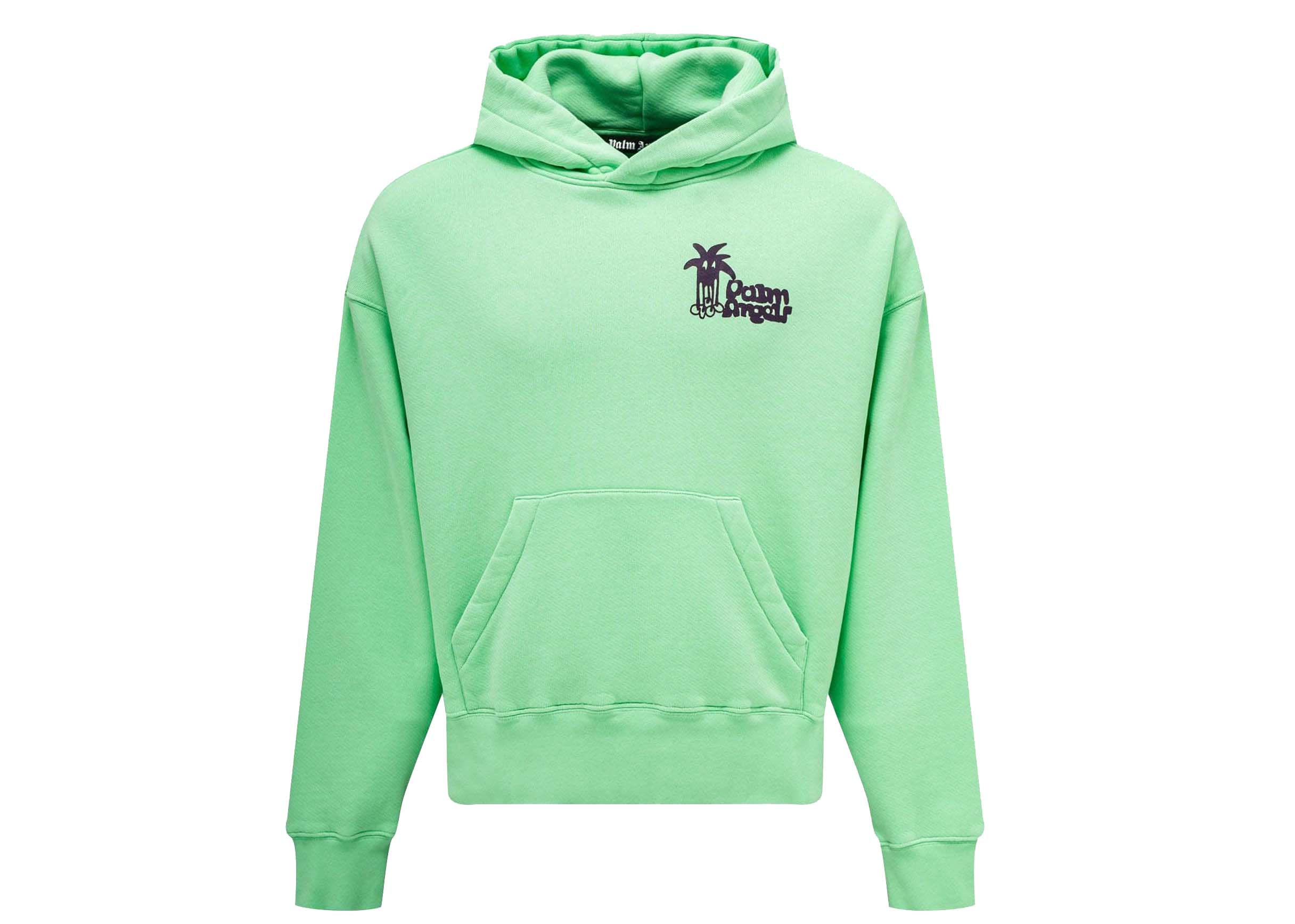 Palm Angels logo-tape cropped hoodie - Green
