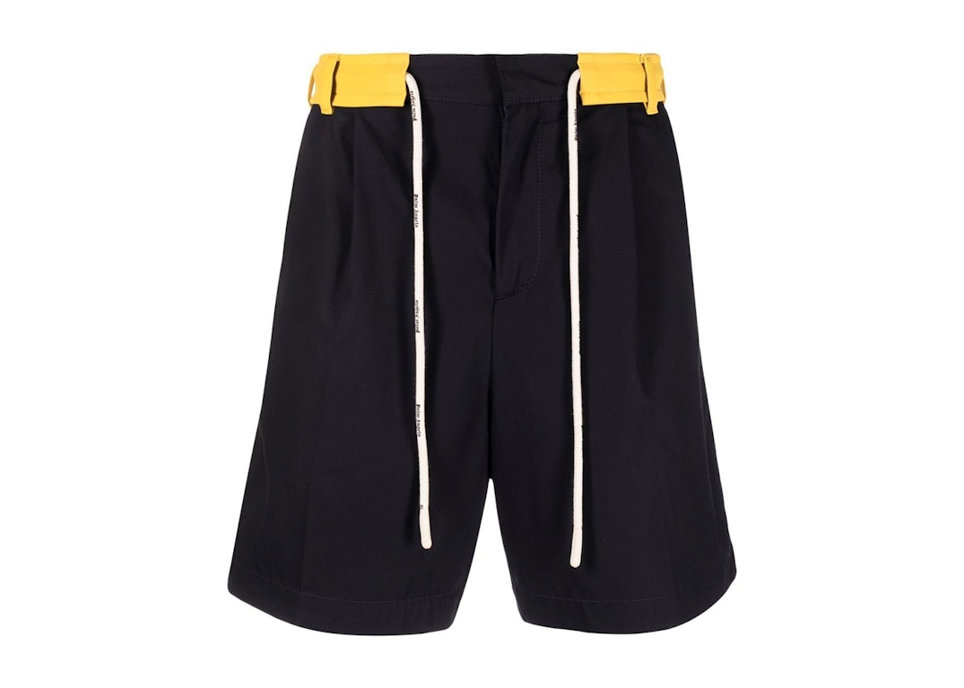 Pre-owned Palm Angels Drawstring Bermuda Shorts Navy/yellow
