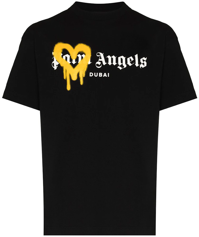 Palm Angels Dubai Heart Sprayed T-Shirt Black/Yellow - T-Shirts from  Brother2Brother UK