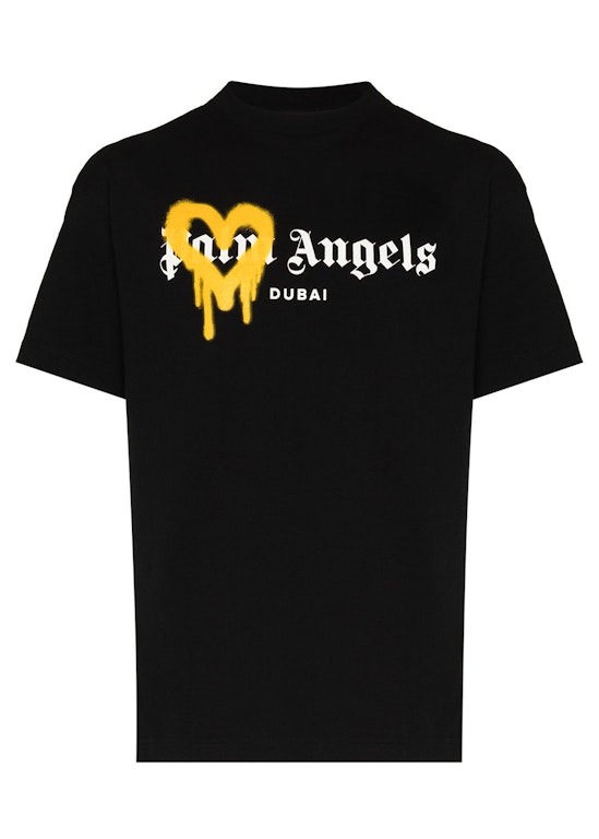 Pre-owned Palm Angels Dubai Heart Sprayed Logo T-shirt Black