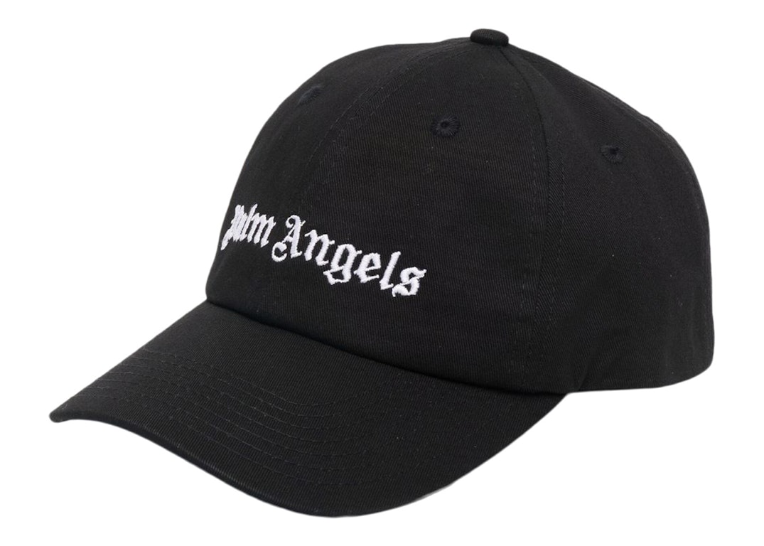 Pre-owned Palm Angels Embroidered Gothic Intarsia Logo Strap-back Cap Black/white (ss22)