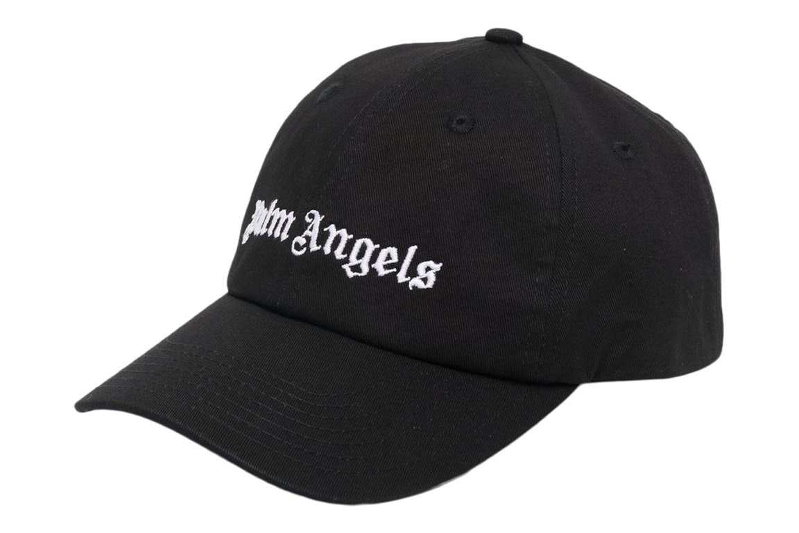 Pre-owned Palm Angels Embroidered Gothic Intarsia Logo Strap-back Cap Black/white (ss22)