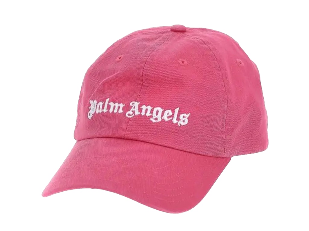 Pre-owned Palm Angels Embroidered Gothic Intarsia Logo Strap-back Cap Pink/white
