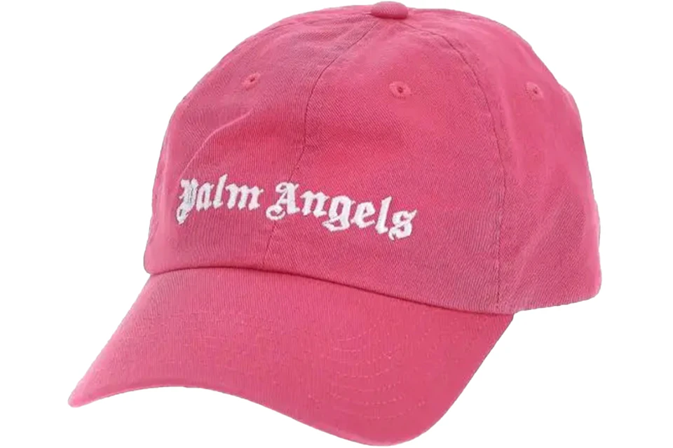 Palm Angels Embroidered Gothic Intarsia Logo Strap-Back Cap Pink/White
