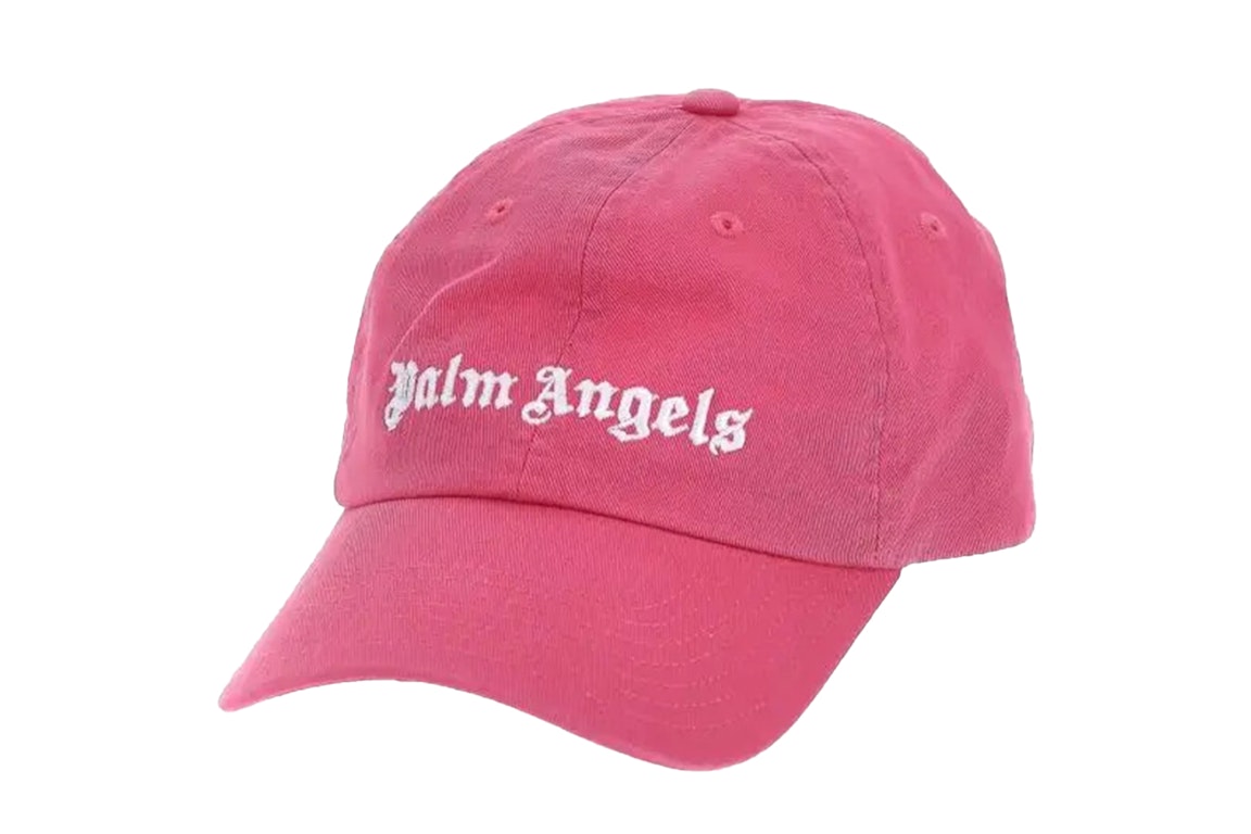 Pre-owned Palm Angels Embroidered Gothic Intarsia Logo Strap-back Cap Pink/white