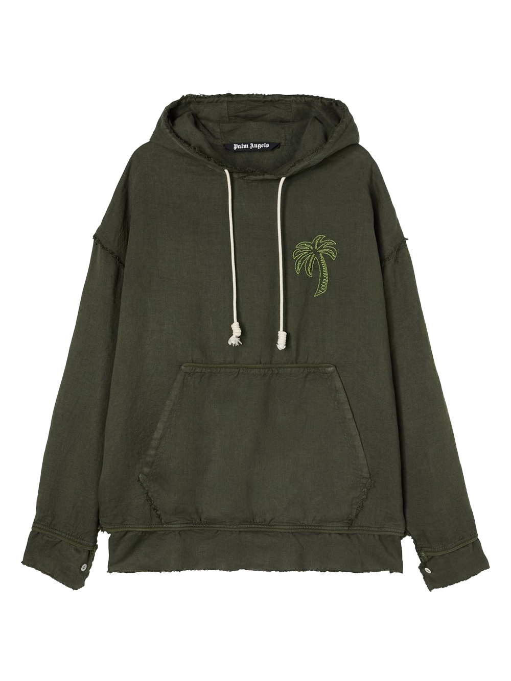 Palm Angels Embroidered Palm Tree Hoodie Military Lime Green Men s SS22 US