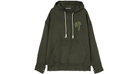 Palm Angels Embroidered Palm Tree Hoodie Military/Lime Green