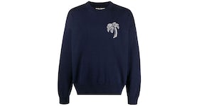 Palm Angels Embroidered Palm Tree Sweatshirt Navy/White
