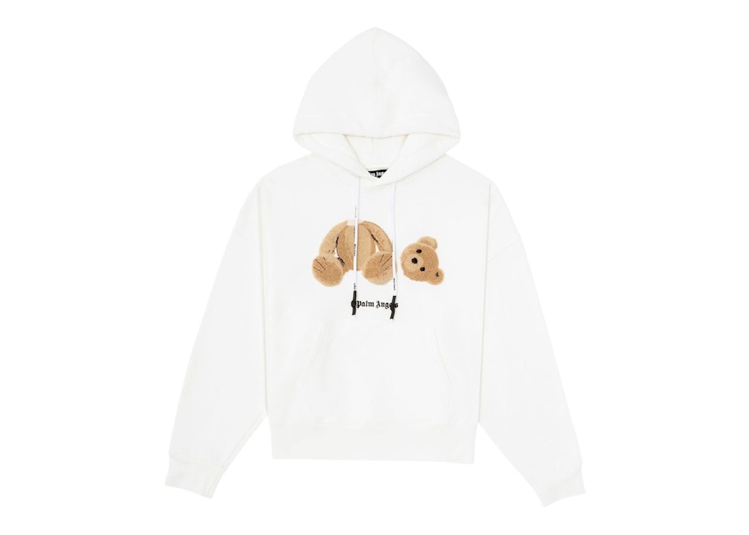 Pre-owned Palm Angels Embroidery Bear Hoodie White/brown