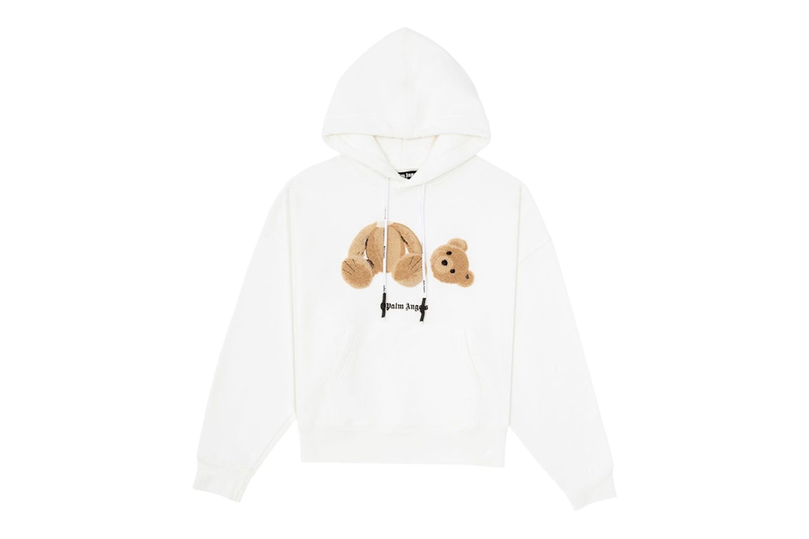 Pre-owned Palm Angels Embroidery Bear Hoodie White/brown