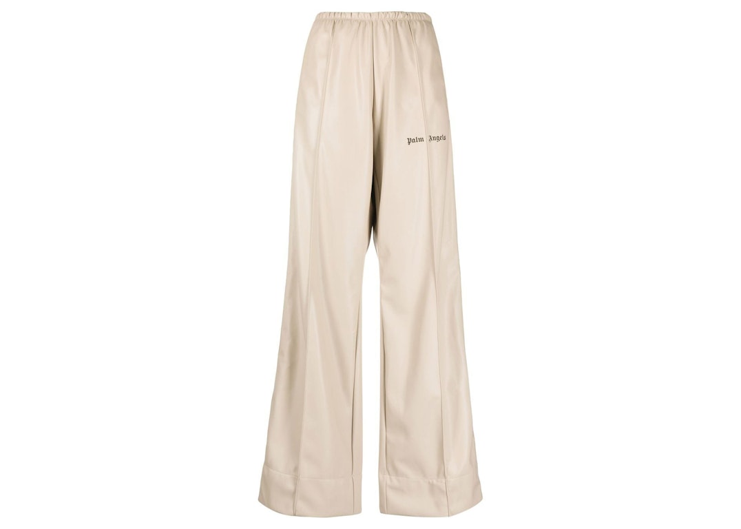 Pre-owned Palm Angels Faux Leather Wide Leg Track Pants Light Beige