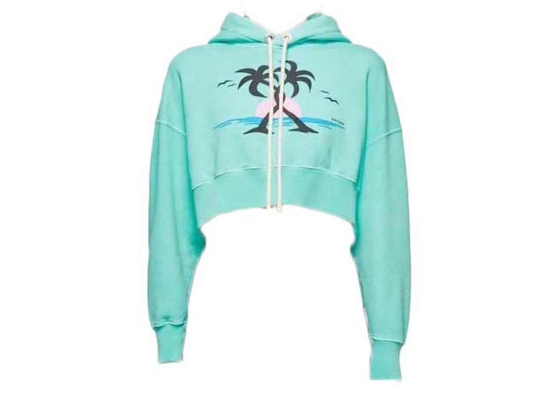 Pre-owned Palm Angels Fluo Green Palm Trees Hoodie Fluo Green