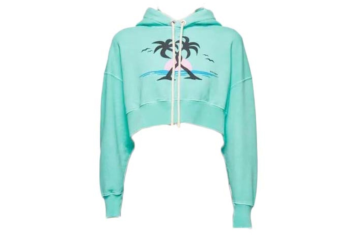 Pre-owned Palm Angels Fluo Green Palm Trees Hoodie Fluo Green