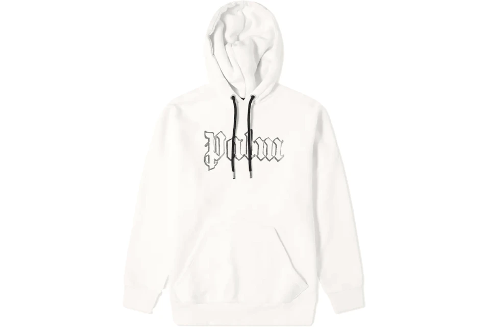 Palm Angels Front and Back Logo Popover GID Hoodie White