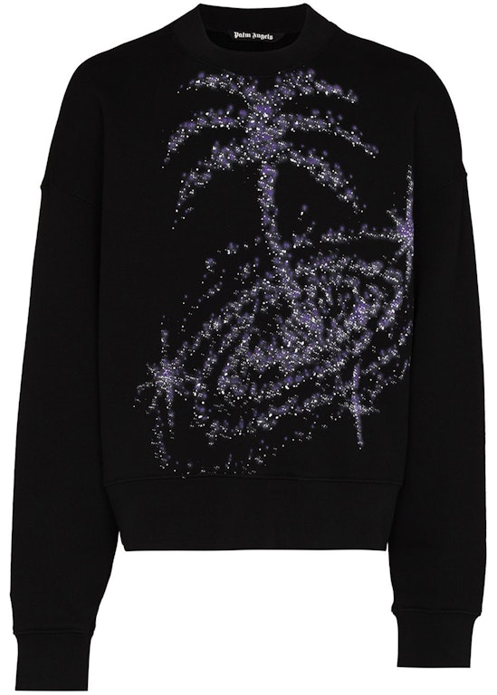 Pre-owned Palm Angels Galaxy Glittered Sweatshirt Black Multi