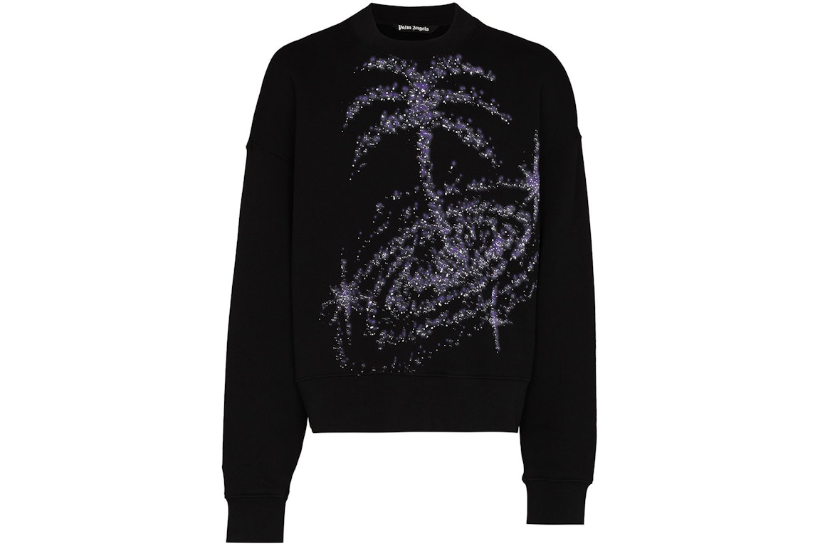 Pre-owned Palm Angels Galaxy Glittered Sweatshirt Black Multi