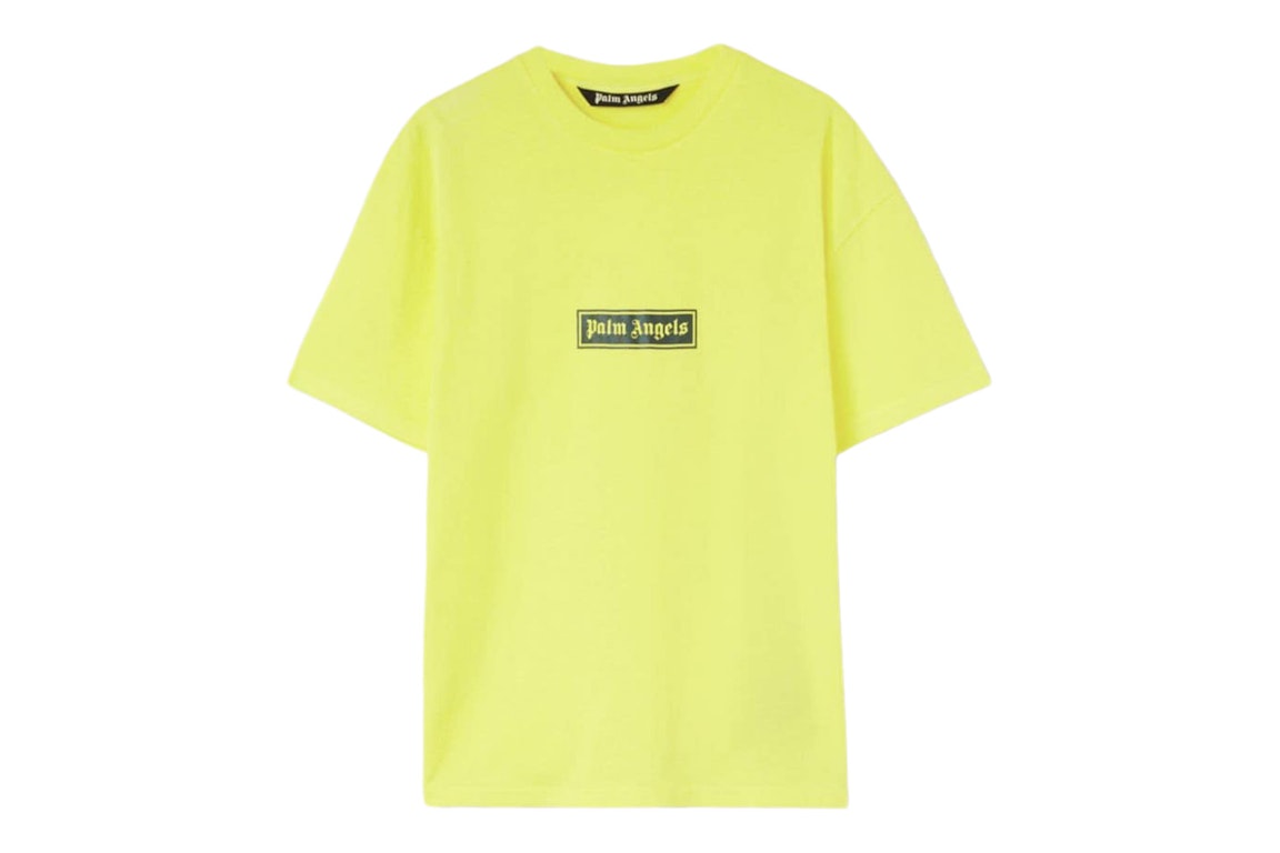 Pre-owned Palm Angels Garment Dye Box Logo T-shirt Yellow/white