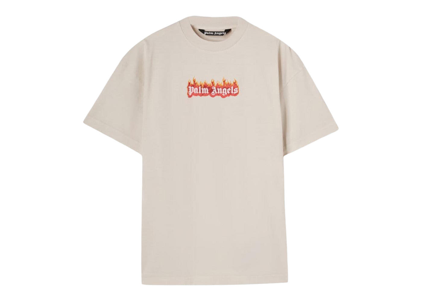 Palm Angels Garment Dye Burning Logo Classic T-Shirt Off White/Black