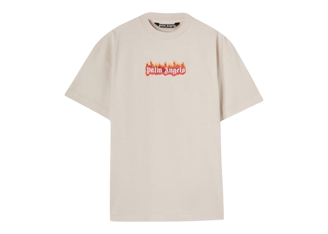 Pre-owned Palm Angels Garment Dye Burning Logo Classic T-shirt Off White/black