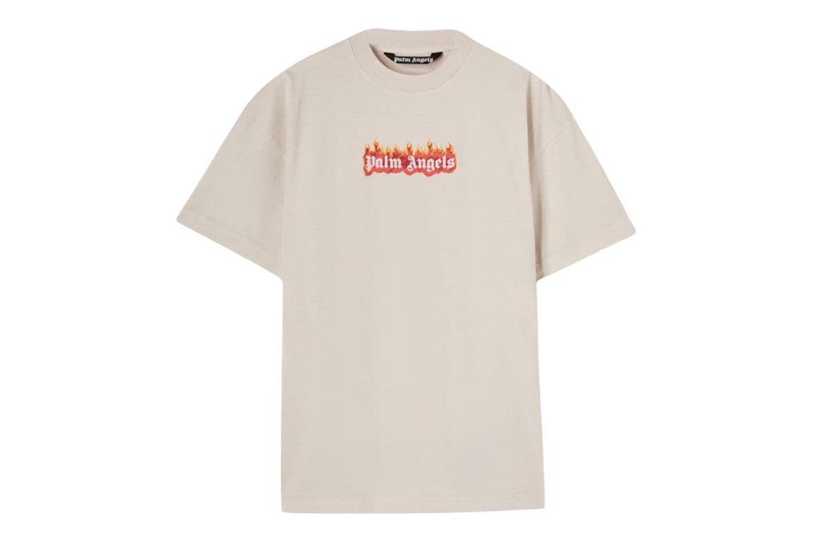 Pre-owned Palm Angels Garment Dye Burning Logo Classic T-shirt Off White/black