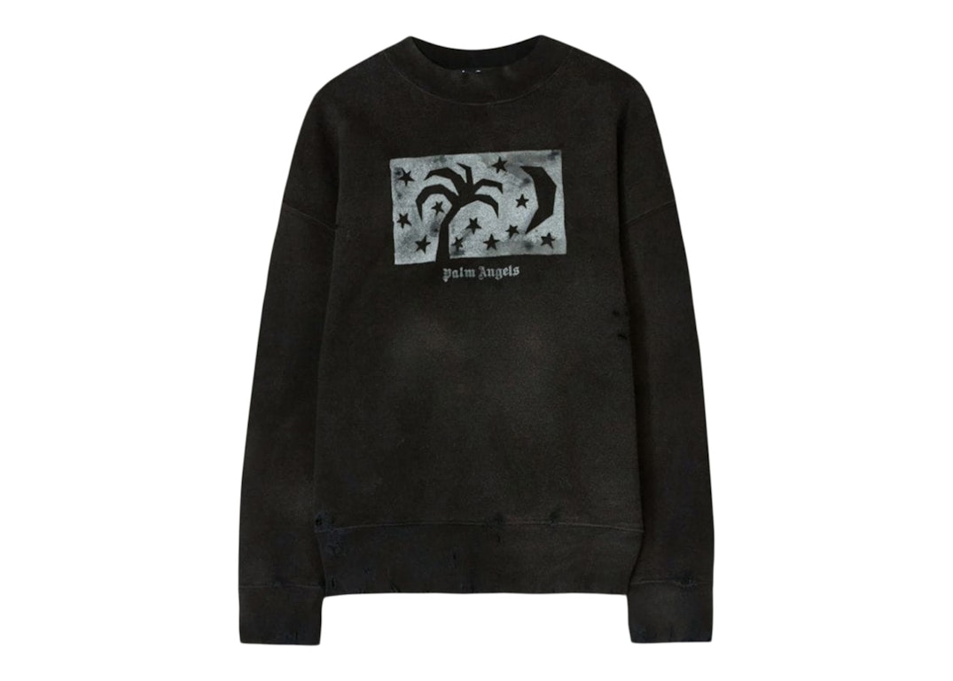 Pre-owned Palm Angels Garment Dye Nightsky Sweatshirt Black/silver