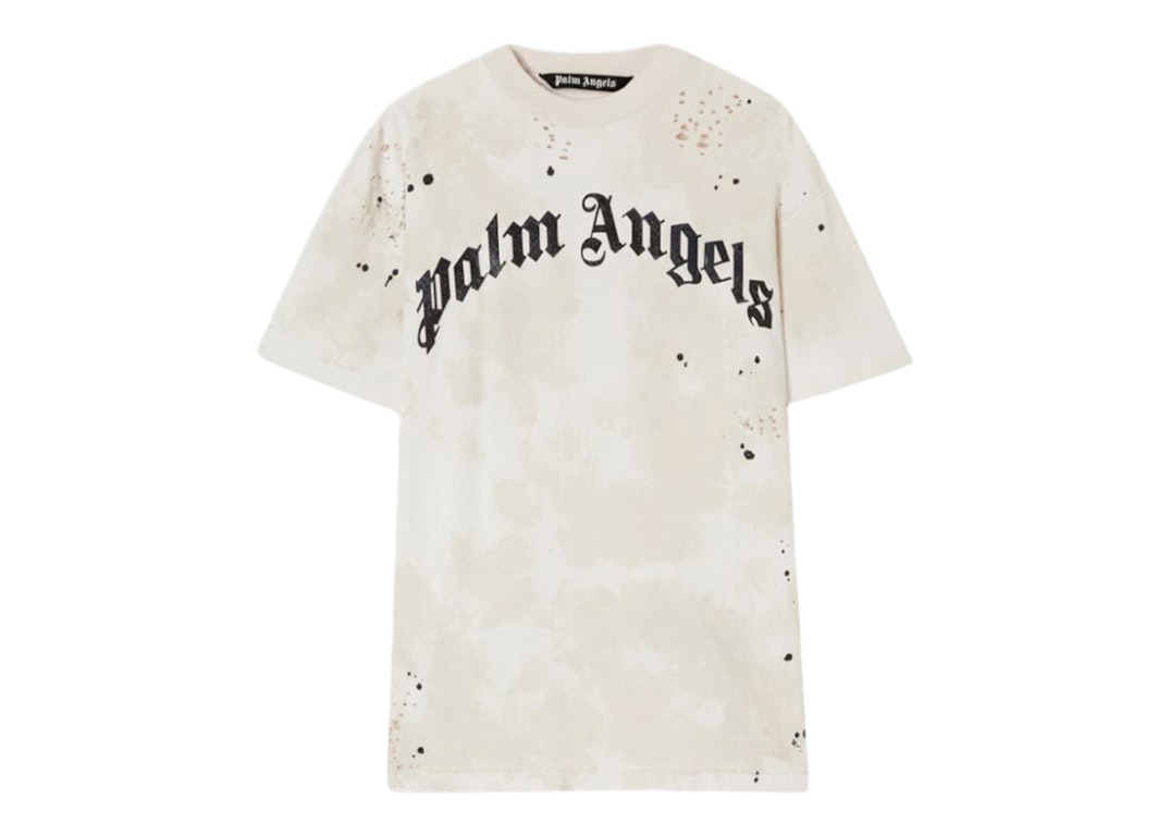 Pre-owned Palm Angels Glittered Logo Classic T-shirt Off White/black