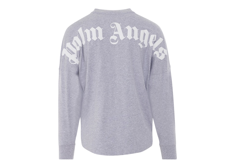 Palm Angels Gothic Logo Longsleeve T-Shirt Melange Grey Men's - US