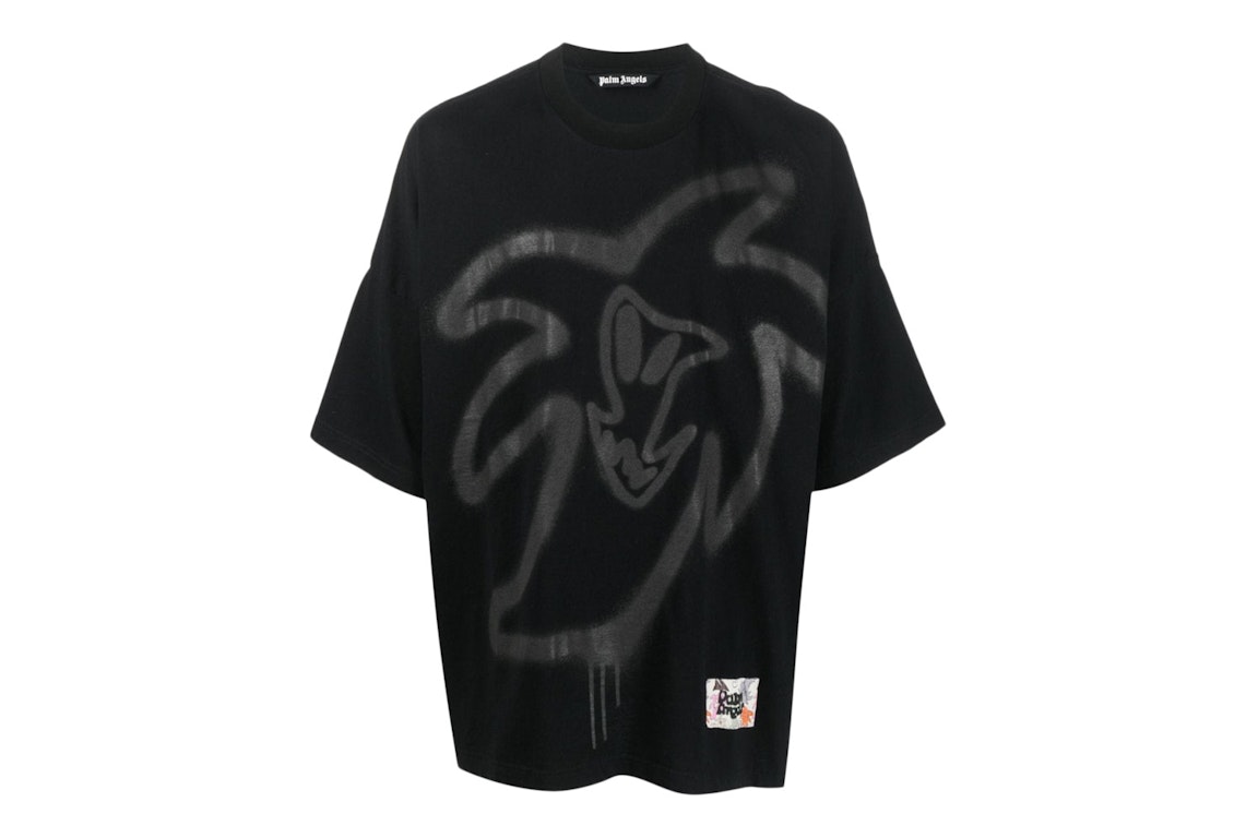 Pre-owned Palm Angels Graffiti-print Organic Cotton T-shirt Black