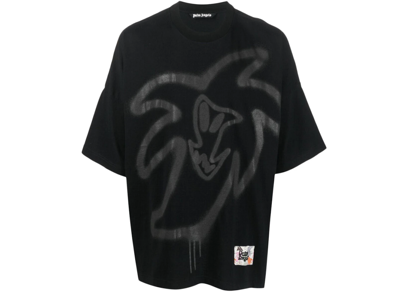 Palm Angels Graffiti-Print Organic Cotton T-shirt Black Men's - FW23 - US