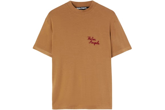Palm Angels handgeschriebenes Palm Angels T-Shirt 1728 Sand/Burgunderrot